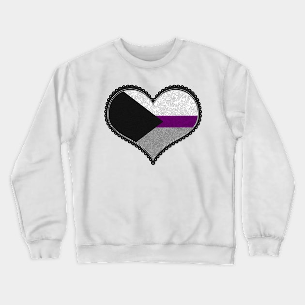 Elegant Demisexual Pride Decorative Heart in Pride Flag Colors Crewneck Sweatshirt by LiveLoudGraphics